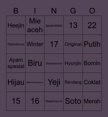 Isal Bingo Card