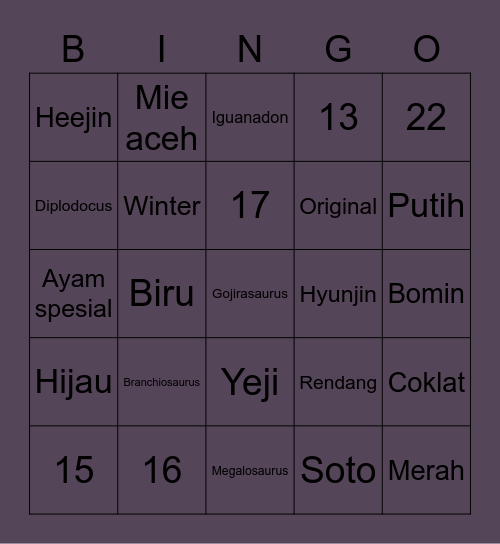 Isal Bingo Card