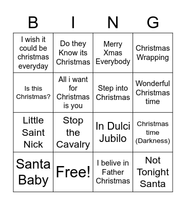 BBLO Xmas Party Bingo Card