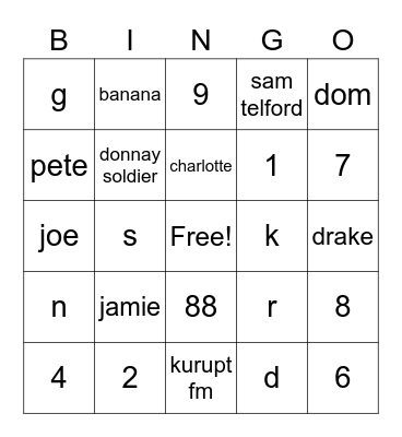 BS BINGO Card