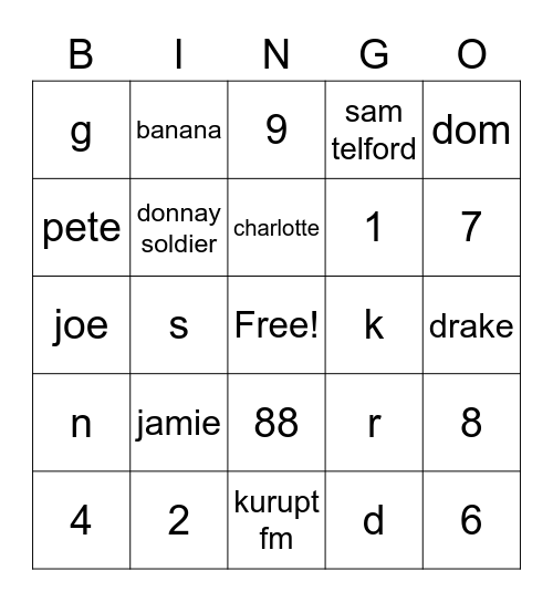 BS BINGO Card