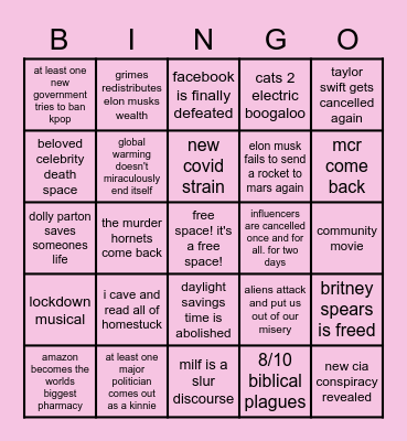 amiras 2021 bingo Card