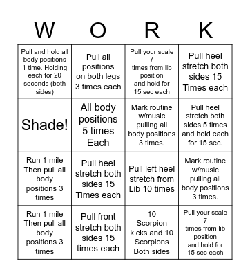 Shade flyer BINGO Card