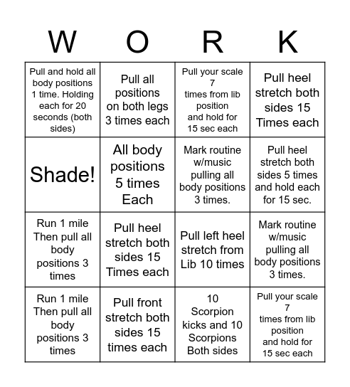 Shade flyer BINGO Card