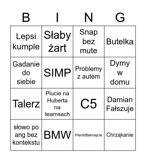 Brylingo Bingo Card