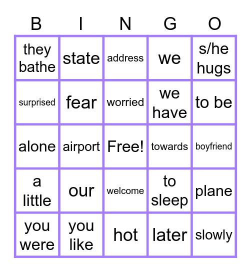 8th Pobre Ana C3 Vocabulario Bingo Card