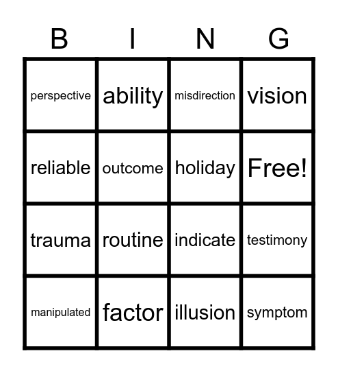 ESL BINGO Card