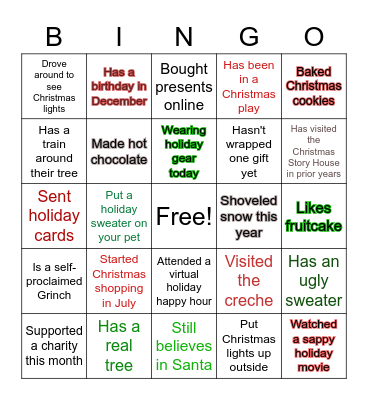 PMO Holiday BINGO Card