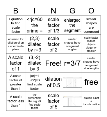 DILATION Bingo Card