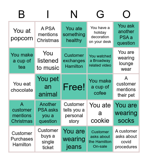 Almost Holiday Break Bingo Card