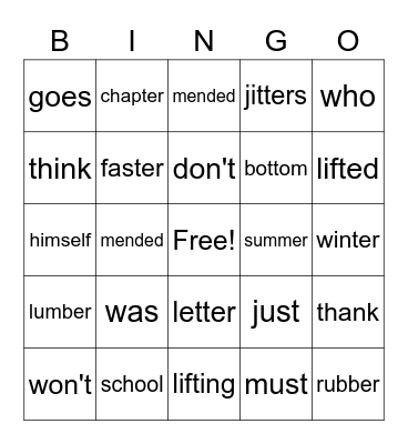 Winter Break Bingo Card