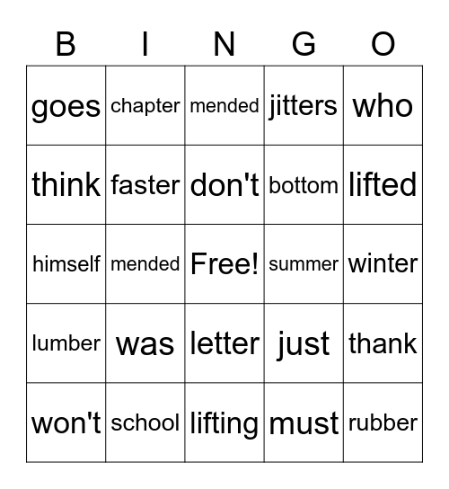 Winter Break Bingo Card