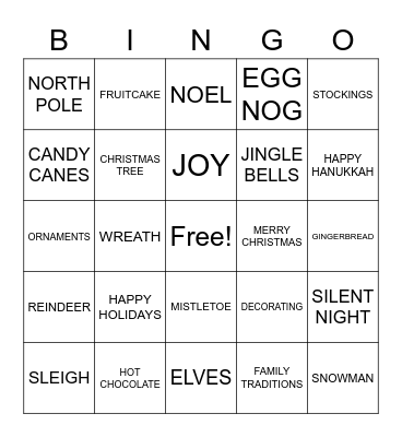 RSC Team 2 Holiday Bingo Card