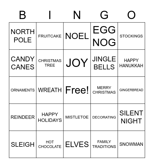 RSC Team 2 Holiday Bingo Card