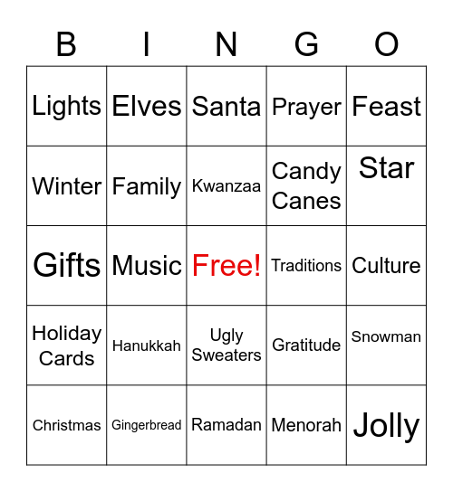 Holiday Bingo Card