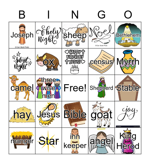 Nativity Bingo - Parents' Game Bingo Card