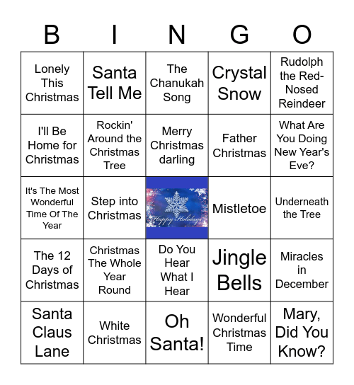 Holiday Singo Bingo Card