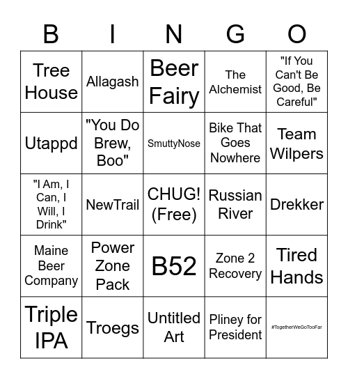 Craft Beer Riders Bingo Card