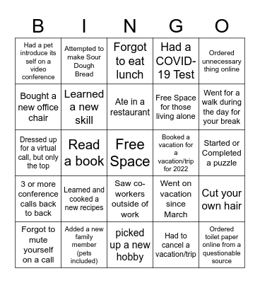 Bentley Bingo Card