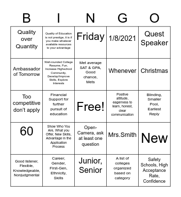 Review of AOT Bingo Card