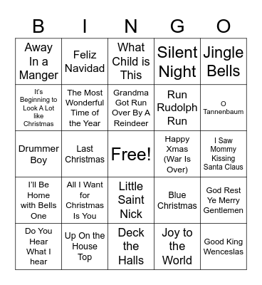Name The Tune Xmas Bingo! Bingo Card