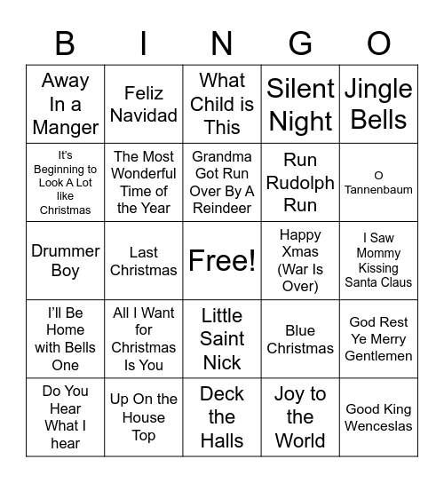 Name The Tune Xmas Bingo! Bingo Card