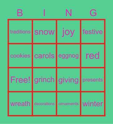 Mrs. Cheyne Bingo Card Bingo Card