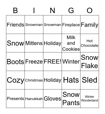 Holiday Bingo Card