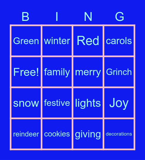 Holiday bingo Card