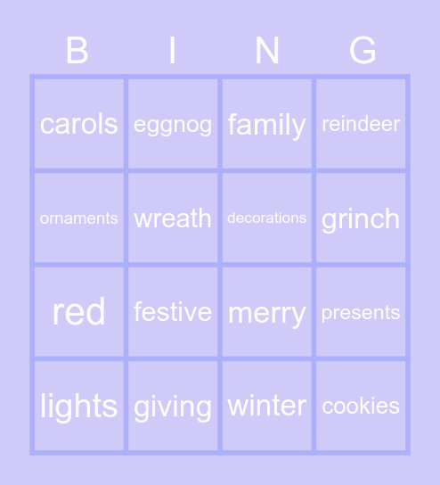 Winter Bingo Card