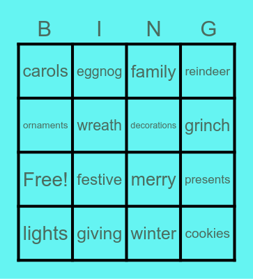 holidoa bingo Card