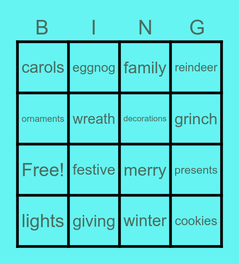 holidoa bingo Card