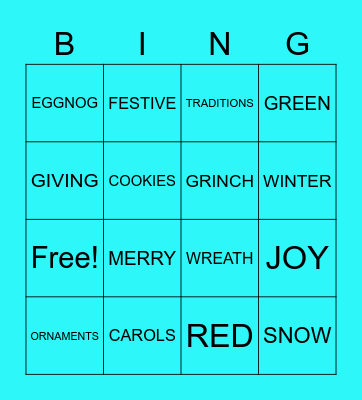 Holiday bingo Card