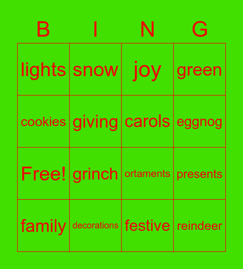 Holiday bingo Card