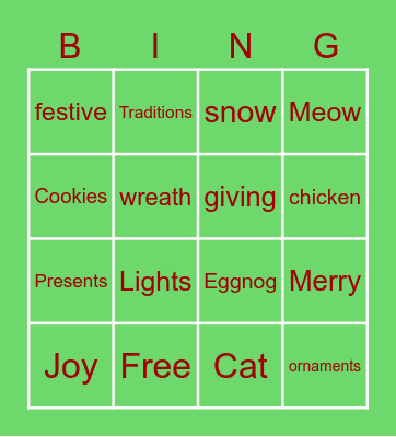 Christmas bingo YEET Bingo Card