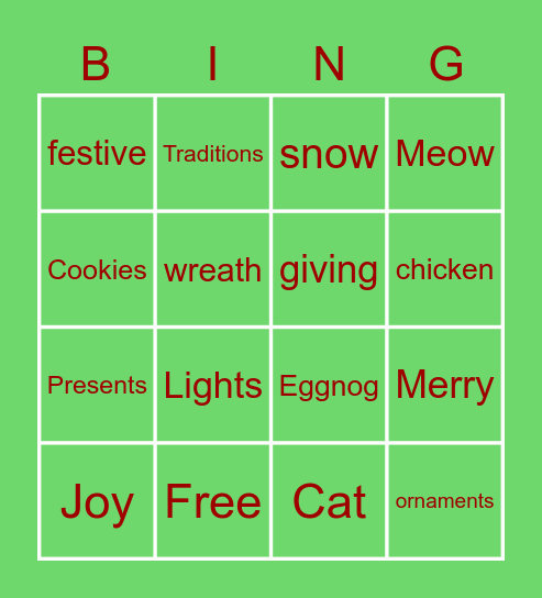 Christmas bingo YEET Bingo Card