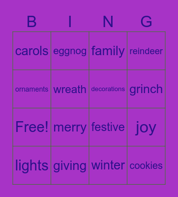 josh holiday Bing Bingo Card