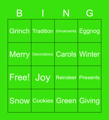 Holiday Bingo Card
