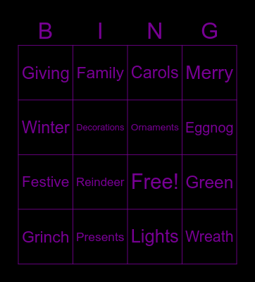 Oh, so you like Christmas bingo? Name every Christmas bingo. Bingo Card