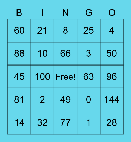 Multiplication & Division Fact Bingo #2 Bingo Card