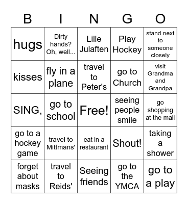 Things To Do After the Plague Bingo Card