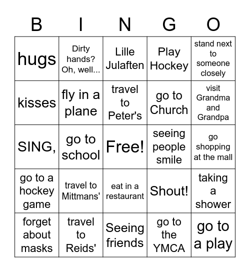 Things To Do After the Plague Bingo Card