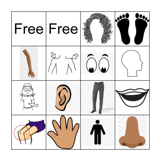 Las partes del cuerpo Bingo Card
