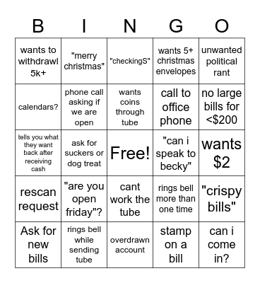 teller bingo Card