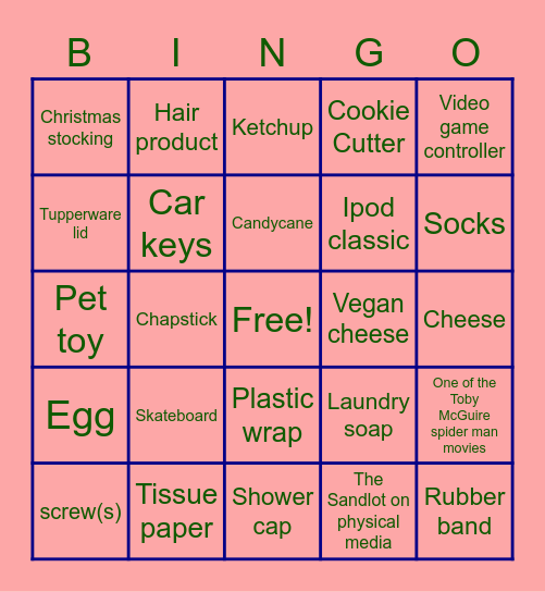 Scavenger Hunt Bingo - Alex will name off the items and if they are on your card you will have 45 seconds to collect the item and mark it off on your card. When you have 5 in a row, yell bingo! Be prepared to share your screen and show the items that y Bingo Card