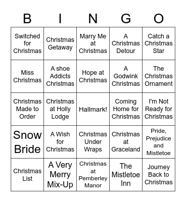 Hallmark Christmas Movies Bingo Card