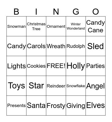 MERRY CHRISTMAS Bingo Card