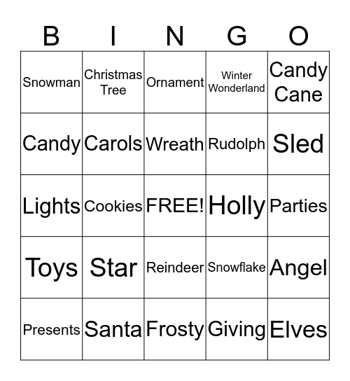 MERRY CHRISTMAS Bingo Card