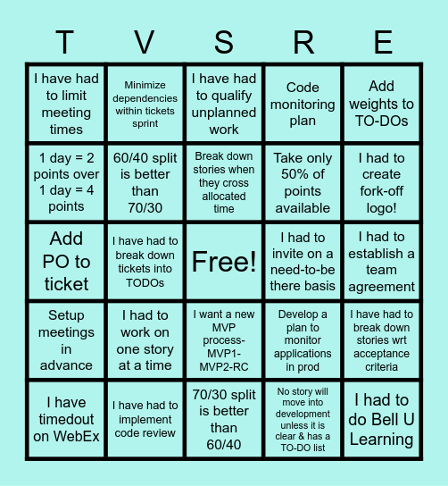 Y TV SRE? Bingo Card