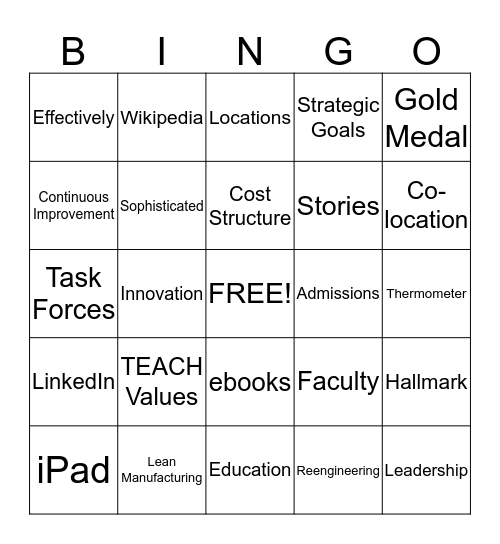 Teach Summit Bingo Card